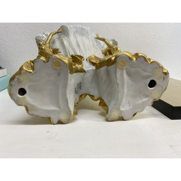 RARO VASO SCULTURA VIVA Edoardo Tasca CERAMICA BIANCA IRIDESCENTE ORO ZECCHINO