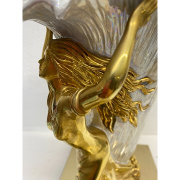 RARO VASO SCULTURA VIVA Edoardo Tasca CERAMICA BIANCA IRIDESCENTE ORO ZECCHINO