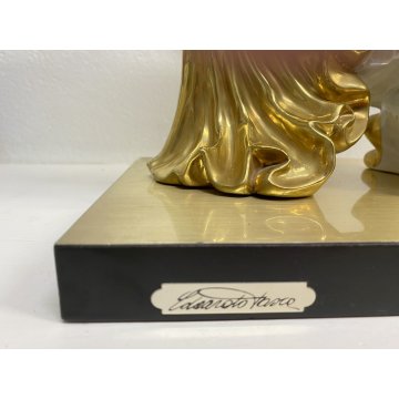 RARO VASO SCULTURA VIVA Edoardo Tasca CERAMICA BIANCA IRIDESCENTE ORO ZECCHINO