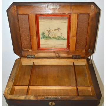 ANTICO TAVOLINO LAVORO Luigi Filippo EPOCA 1800 TOILETTE legno NOCE COMODINO OLD