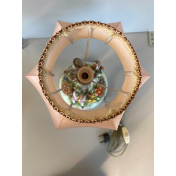 LAMPADA TAVOLO ABATJOURS GRUPPO PORCELLANA CAPODIMONTE BIMBI RACCOLTA DELLE MELE