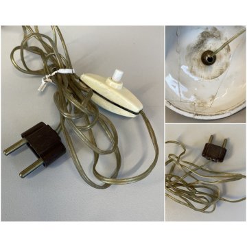 LAMPADA TAVOLO ABATJOURS GRUPPO PORCELLANA CAPODIMONTE BIMBI RACCOLTA DELLE MELE