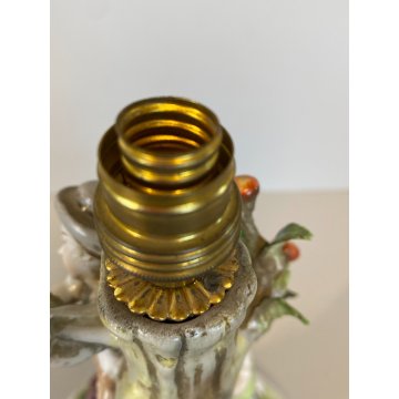 LAMPADA TAVOLO ABATJOURS GRUPPO PORCELLANA CAPODIMONTE BIMBI RACCOLTA DELLE MELE