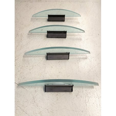 LOTTO 4 APPLIQUE VINTAGE SCONCE ALLUMINIO DIFFUSORE CRISTALLO STILE Fontana Arte