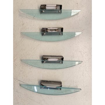 LOTTO 4 APPLIQUE VINTAGE SCONCE ALLUMINIO DIFFUSORE CRISTALLO STILE Fontana Arte
