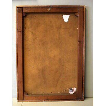GRANDE ANTICO QUADRO DIPINTO OLIO Luigi Bosio NATURA MORTA VASO VETRO ORTENSIE