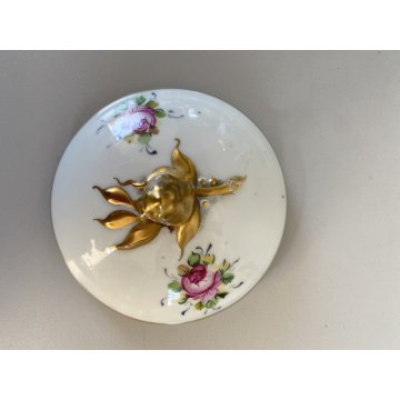 TAZZA PIATTINO COPERCHIO PORCELLANA LIMOGES FRANCE Trambleuse per CIOCCOLATA '50