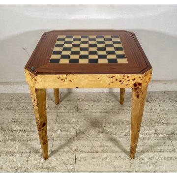 RARO TAVOLO GIOCO PRIMI 1900 RADICA DI OLMO LEGNO ROULETTE SCACCHI GAME TABLE