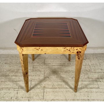 RARO TAVOLO GIOCO PRIMI 1900 RADICA DI OLMO LEGNO ROULETTE SCACCHI GAME TABLE