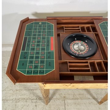 RARO TAVOLO GIOCO PRIMI 1900 RADICA DI OLMO LEGNO ROULETTE SCACCHI GAME TABLE