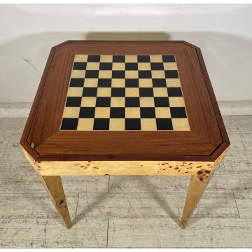 RARO TAVOLO GIOCO PRIMI 1900 RADICA DI OLMO LEGNO ROULETTE SCACCHI GAME TABLE