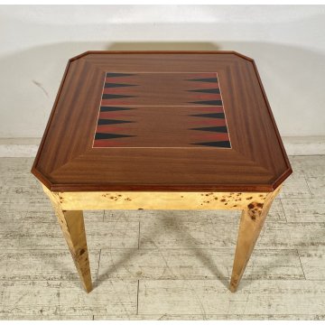 RARO TAVOLO GIOCO PRIMI 1900 RADICA DI OLMO LEGNO ROULETTE SCACCHI GAME TABLE