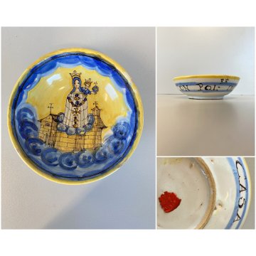 CIOTOLA MAIOLICA "Con pol di S Casa" SANTA CASA LORETO MADONNA Gesù GLOBO XIXsec