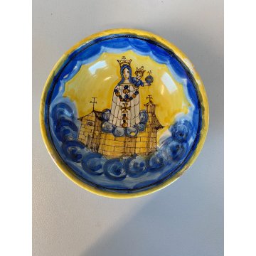 CIOTOLA MAIOLICA "Con pol di S Casa" SANTA CASA LORETO MADONNA Gesù GLOBO XIXsec