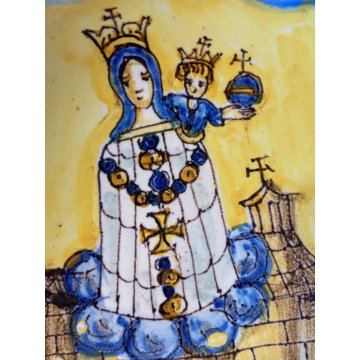 CIOTOLA MAIOLICA "Con pol di S Casa" SANTA CASA LORETO MADONNA Gesù GLOBO XIXsec