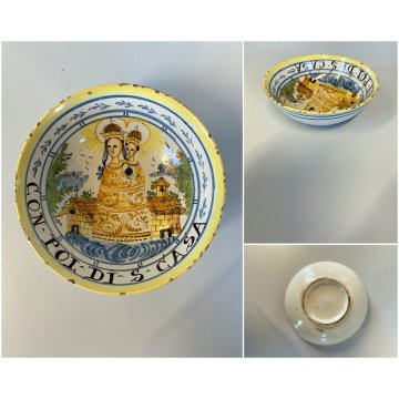 CIOTOLA MAIOLICA "Con pol di S. Casa" SANTA CASA LORETO MADONNA BAMBINO XIX sec