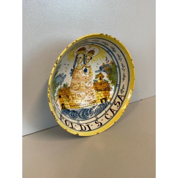 CIOTOLA MAIOLICA "Con pol di S. Casa" SANTA CASA LORETO MADONNA BAMBINO XIX sec