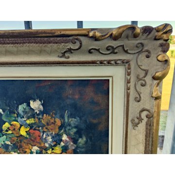 ANTICO QUADRO OLIO TAVOLA Giovanni Cappa Legora DIPINTO Natura Morta FIORI 1961