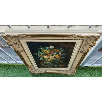 ANTICO QUADRO OLIO TAVOLA Giovanni Cappa Legora DIPINTO Natura Morta FIORI 1961