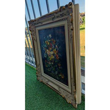 ANTICO QUADRO OLIO TAVOLA Giovanni Cappa Legora DIPINTO Natura Morta FIORI 1961