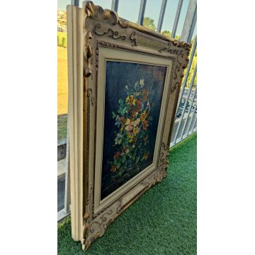 ANTICO QUADRO OLIO TAVOLA Giovanni Cappa Legora DIPINTO Natura Morta FIORI 1961