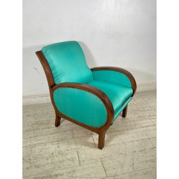 POLTRONA VINTAGE DECO LEGNO FAGGIO EPOCA 1950 DESIGN SEDIA SALOTTO DIVANO SOFA