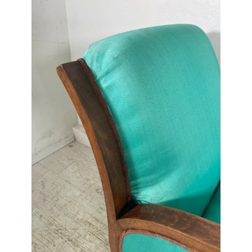 POLTRONA VINTAGE DECO LEGNO FAGGIO EPOCA 1950 DESIGN SEDIA SALOTTO DIVANO SOFA