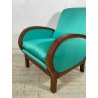 POLTRONA VINTAGE DECO LEGNO FAGGIO EPOCA 1950 DESIGN SEDIA SALOTTO DIVANO SOFA