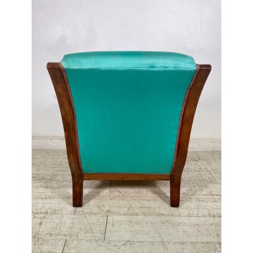 POLTRONA VINTAGE DECO LEGNO FAGGIO EPOCA 1950 DESIGN SEDIA SALOTTO DIVANO SOFA