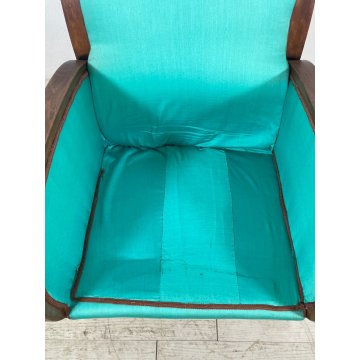 POLTRONA VINTAGE DECO LEGNO FAGGIO EPOCA 1950 DESIGN SEDIA SALOTTO DIVANO SOFA