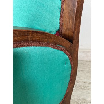 POLTRONA VINTAGE DECO LEGNO FAGGIO EPOCA 1950 DESIGN SEDIA SALOTTO DIVANO SOFA