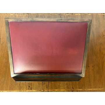 VECCHIO LEGGIO DA ALTARE MENSA in OTTONE ecopelle 40 x 27,5 cm DECORO PUTTO