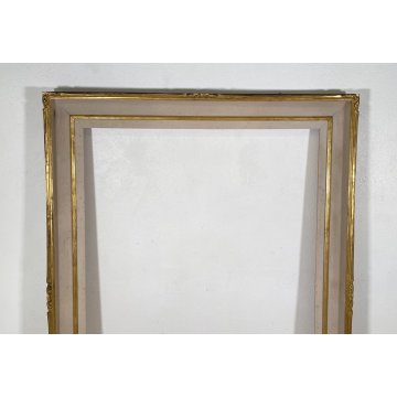 ANTICA ENORME CORNICE CAMINIERA SPECCHIERA MURO PRIMI 1900 SPECCHIO LEGNO MIRROR