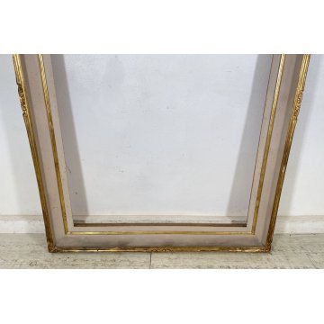 ANTICA ENORME CORNICE CAMINIERA SPECCHIERA MURO PRIMI 1900 SPECCHIO LEGNO MIRROR