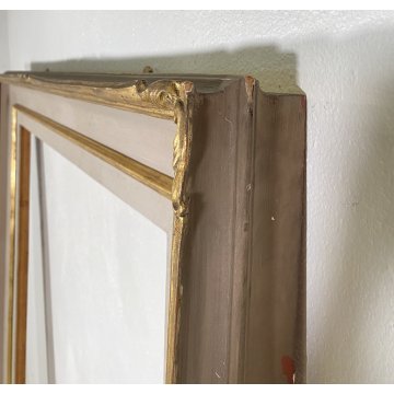 ANTICA ENORME CORNICE CAMINIERA SPECCHIERA MURO PRIMI 1900 SPECCHIO LEGNO MIRROR