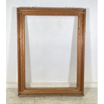 ANTICA ENORME CORNICE CAMINIERA SPECCHIERA MURO PRIMI 1900 SPECCHIO LEGNO MIRROR