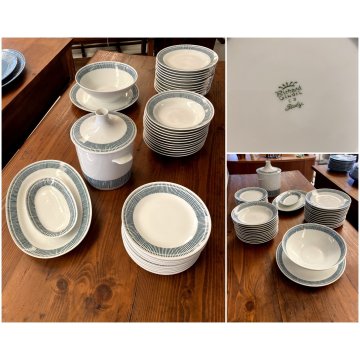 SERVIZIO PIATTI 12 pers CERAMICA BIANCA Richard Ginori C3 TESA RIGHE VERDI '60