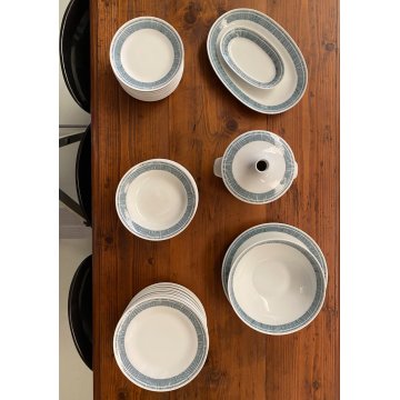 SERVIZIO PIATTI 12 pers CERAMICA BIANCA Richard Ginori C3 TESA RIGHE VERDI '60
