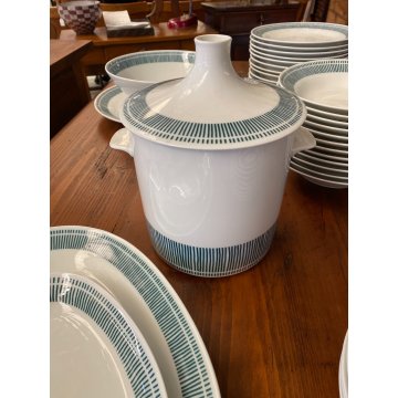SERVIZIO PIATTI 12 pers CERAMICA BIANCA Richard Ginori C3 TESA RIGHE VERDI '60