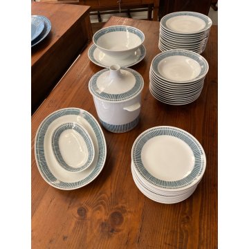 SERVIZIO PIATTI 12 pers CERAMICA BIANCA Richard Ginori C3 TESA RIGHE VERDI '60