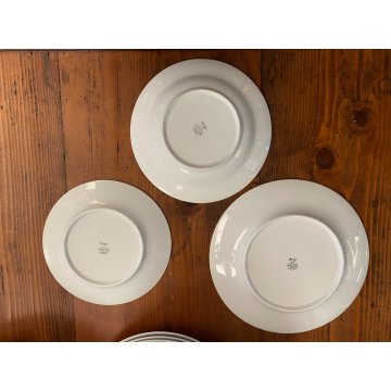 SERVIZIO PIATTI 12 pers CERAMICA BIANCA Richard Ginori C3 TESA RIGHE VERDI '60