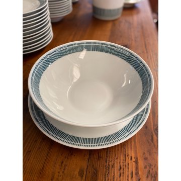 SERVIZIO PIATTI 12 pers CERAMICA BIANCA Richard Ginori C3 TESA RIGHE VERDI '60