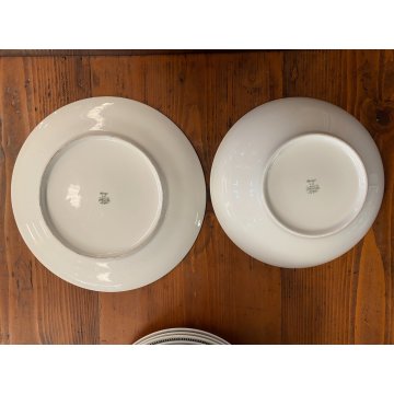 SERVIZIO PIATTI 12 pers CERAMICA BIANCA Richard Ginori C3 TESA RIGHE VERDI '60