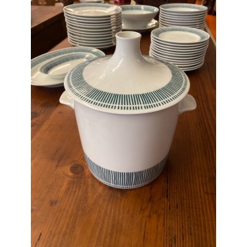 SERVIZIO PIATTI 12 pers CERAMICA BIANCA Richard Ginori C3 TESA RIGHE VERDI '60