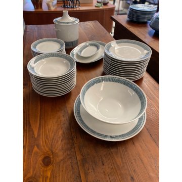 SERVIZIO PIATTI 12 pers CERAMICA BIANCA Richard Ginori C3 TESA RIGHE VERDI '60