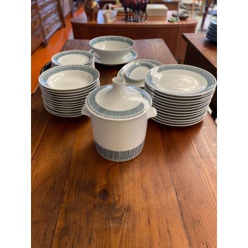 SERVIZIO PIATTI 12 pers CERAMICA BIANCA Richard Ginori C3 TESA RIGHE VERDI '60