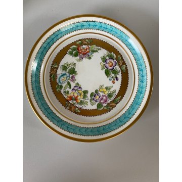 TAZZA MUG con PIATTINO PORCELLANA BIANCA DECORO FLOREALE DIPINTO A MANO '60s