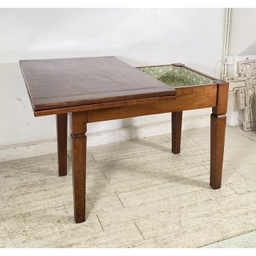 ANTICO TAVOLO PRANZO ALLUNGABILE A LIBRO TABLE LEGNO NOCE EPOCA 1800 SALOTTO