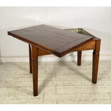 ANTICO TAVOLO PRANZO ALLUNGABILE A LIBRO TABLE LEGNO NOCE EPOCA 1800 SALOTTO
