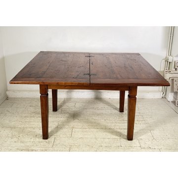 ANTICO TAVOLO PRANZO ALLUNGABILE A LIBRO TABLE LEGNO NOCE EPOCA 1800 SALOTTO